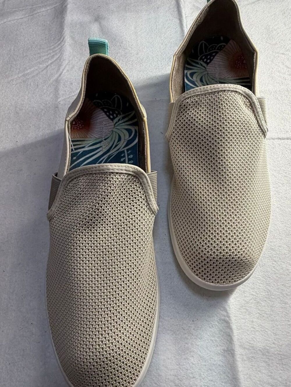 Olukai Hale'iwa Slip-On Breathable Leather Mesh Sneakers in Tapa Silt W10